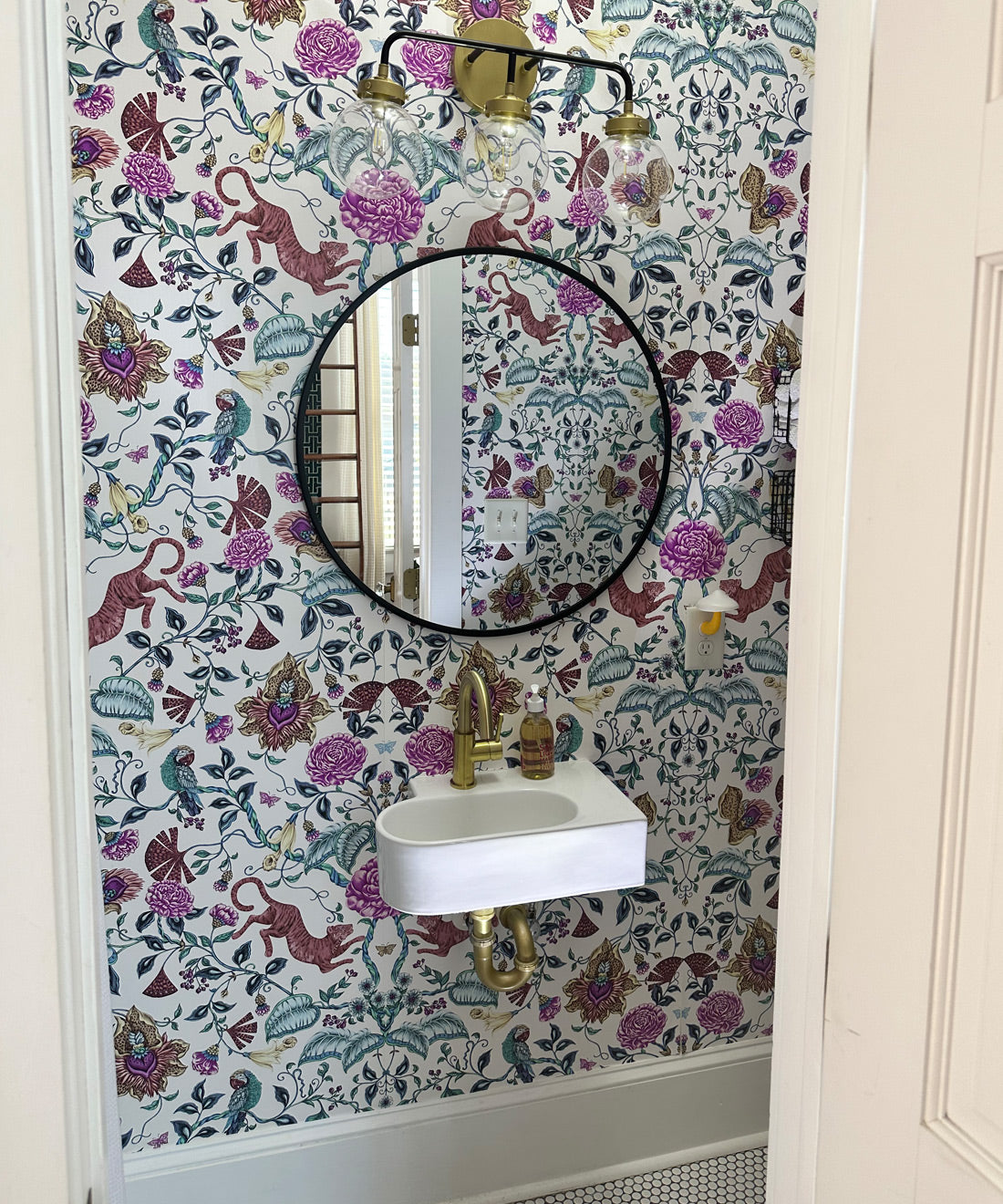 Playful Tiger Wallpaper, White