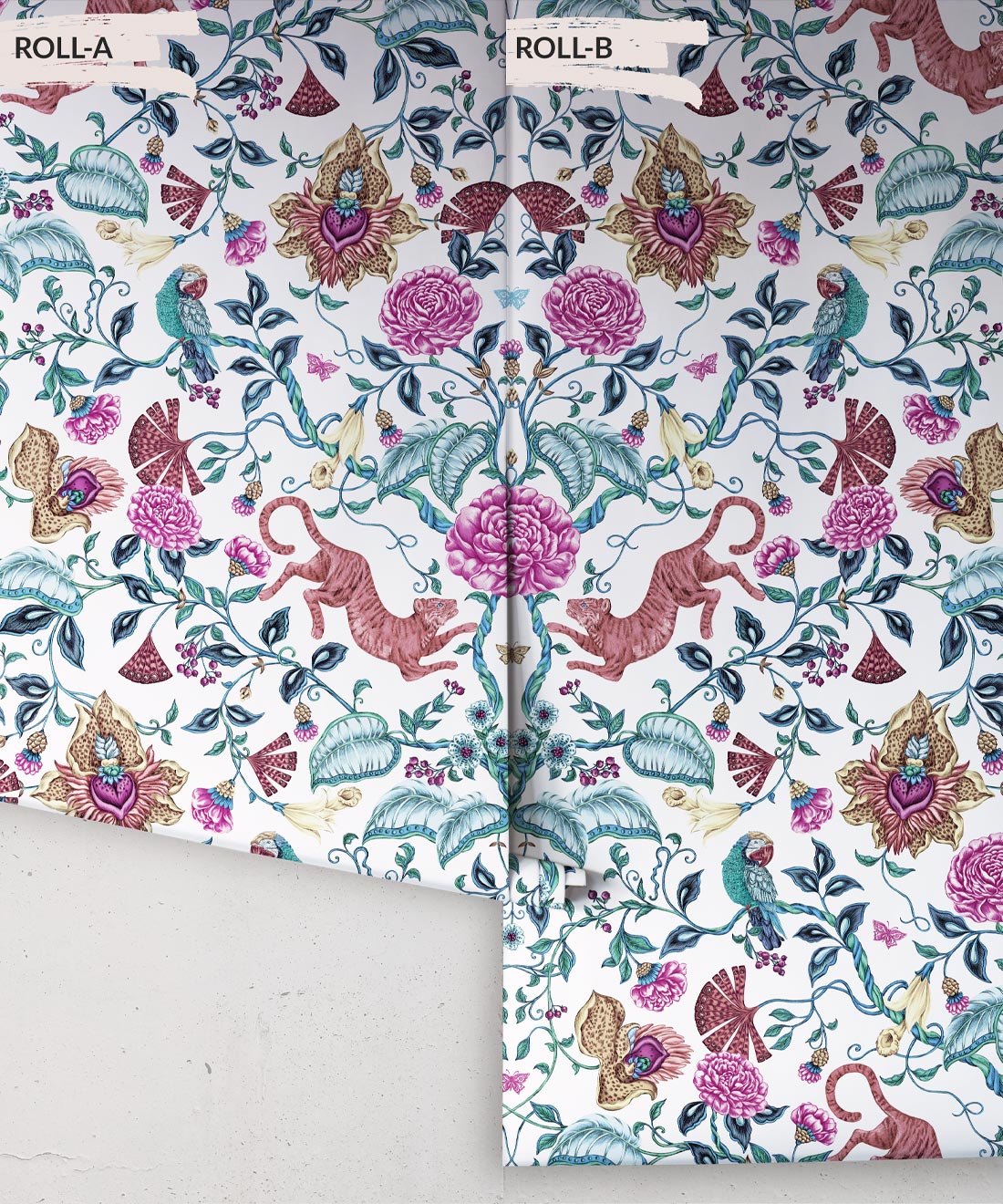 Playful Tiger Wallpaper, White