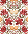 Lemons & Magnolia Wallpaper, Crimson & Olive