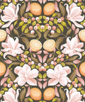 Lemons & Magnolia Wallpaper, Juniper & Dusty Pink