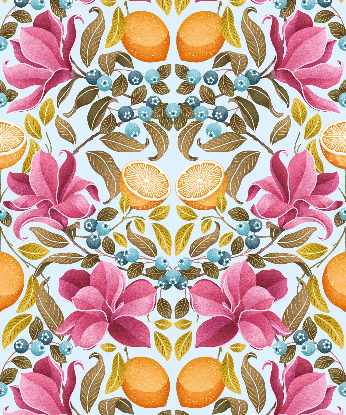 Lemons & Magnolia Wallpaper, Spring