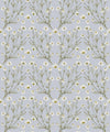 Daisy Damask Wallpaper, Dusty Blue