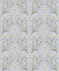 Daisy Damask Wallpaper, Dusty Blue