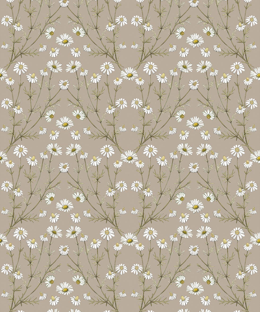 Daisy Damask Wallpaper, Linen