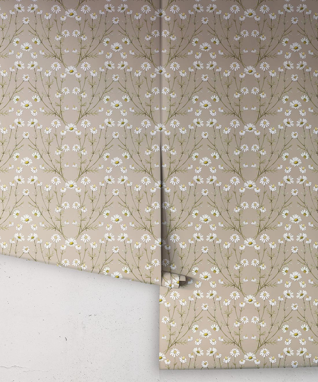 Daisy Damask Wallpaper, Linen