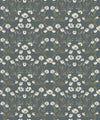 Daisy Damask Wallpaper, Slate grey
