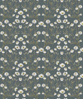 Daisy Damask Wallpaper, Slate grey