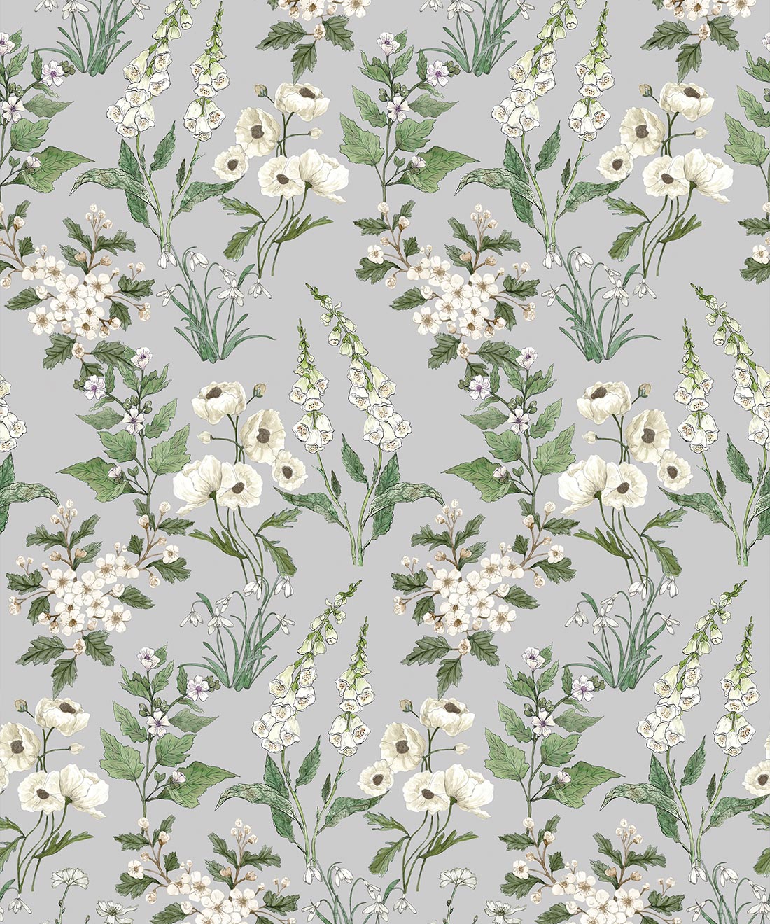 Garden Delight Wallpaper, Dusty Blue