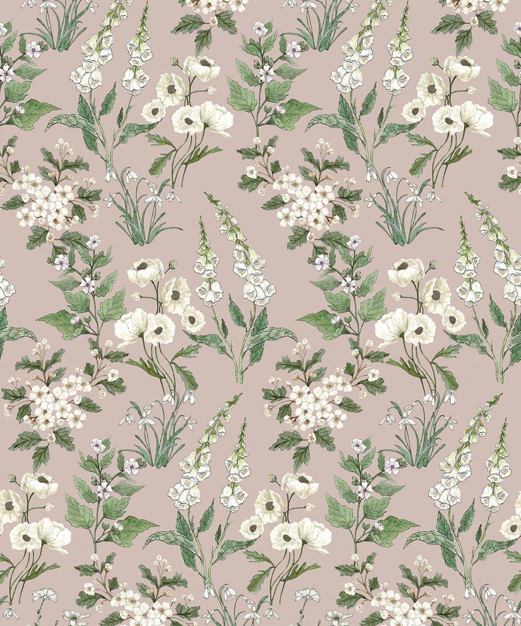 Garden Delight Wallpaper, Dusty Pink