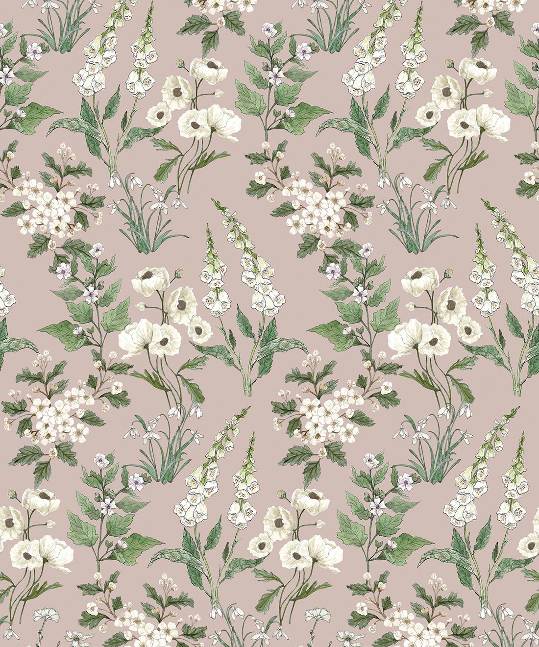 Garden Delight Wallpaper, Dusty Pink