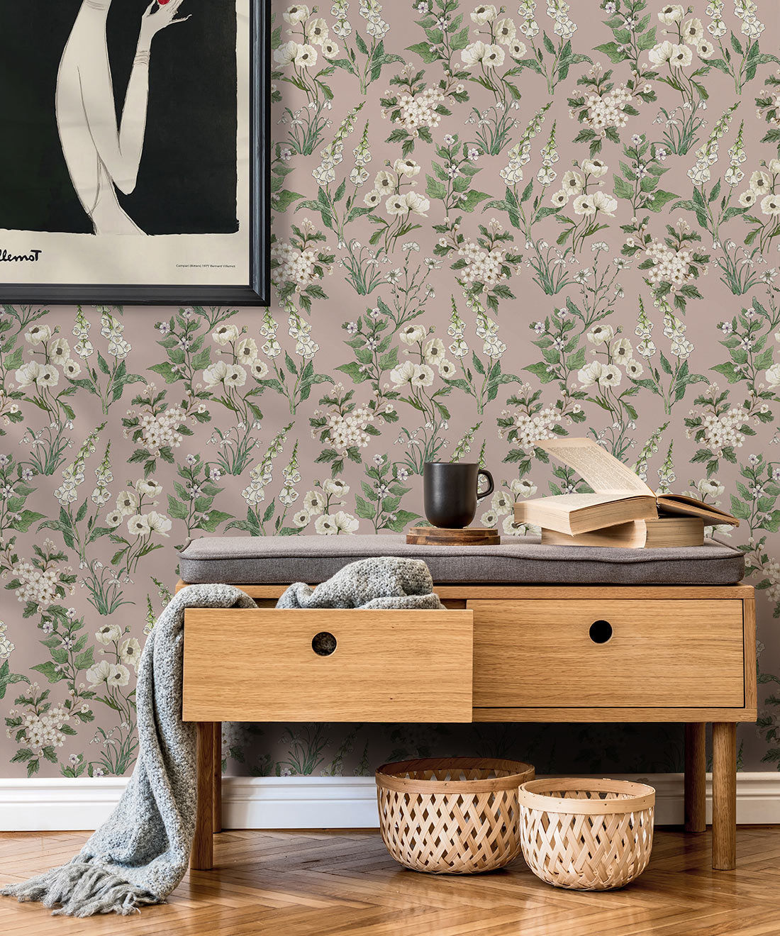 Garden Delight Wallpaper, Dusty Pink