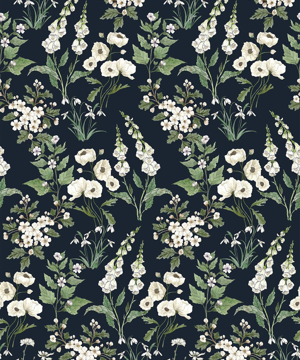 Garden Delight Wallpaper, Navy
