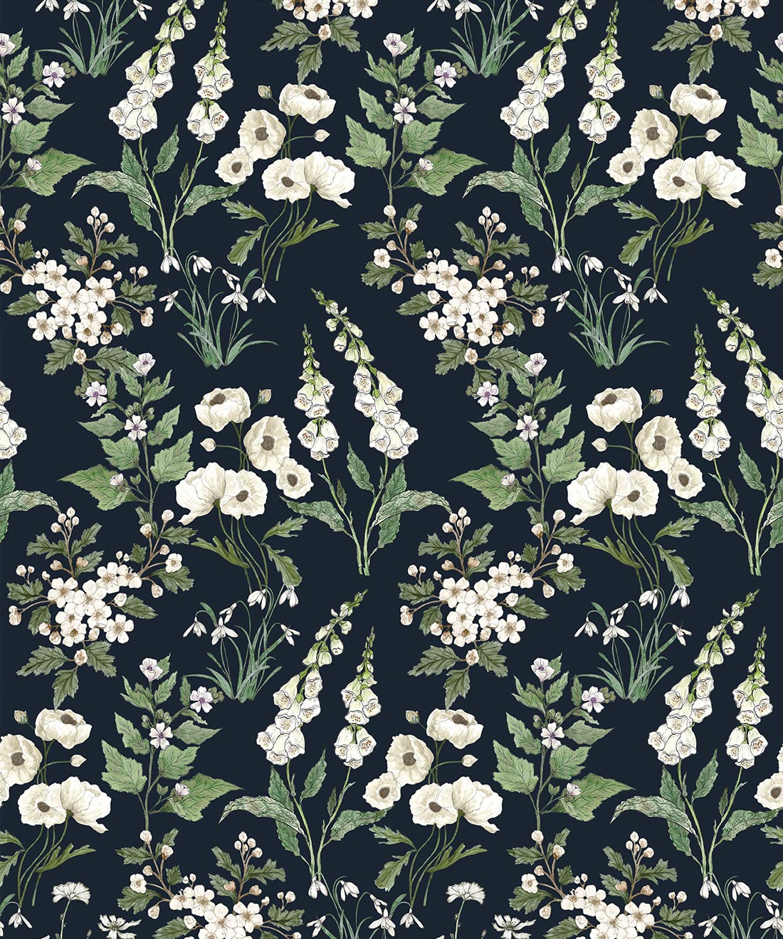 Garden Delight Wallpaper, Navy