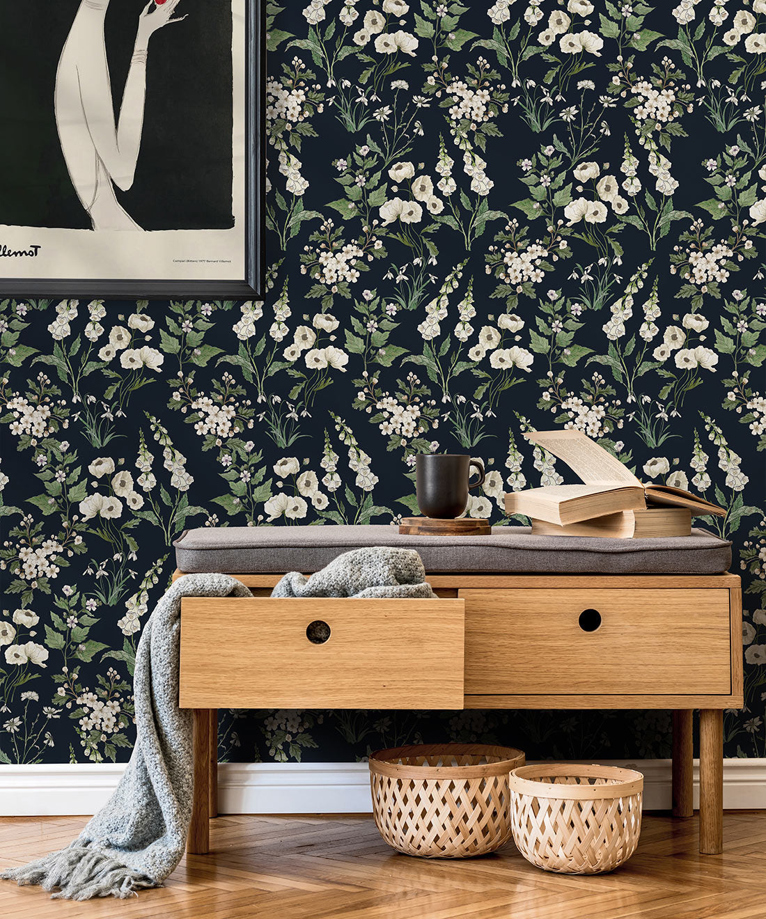Garden Delight Wallpaper, Navy