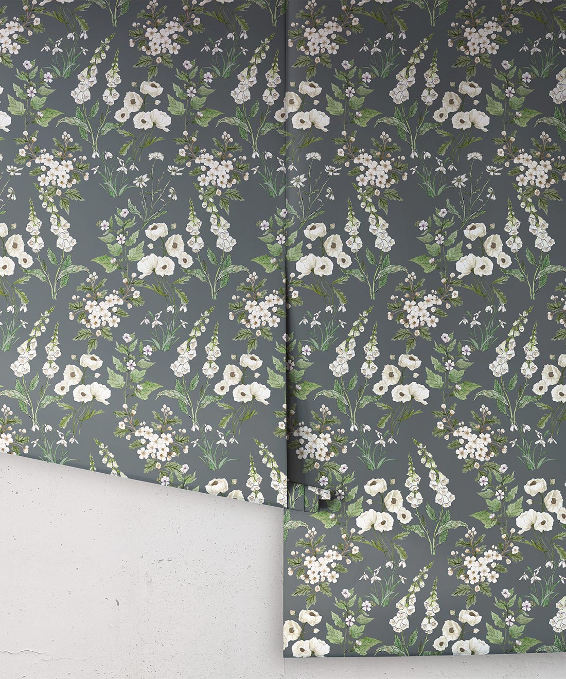 Garden Delight Wallpaper, Slate grey