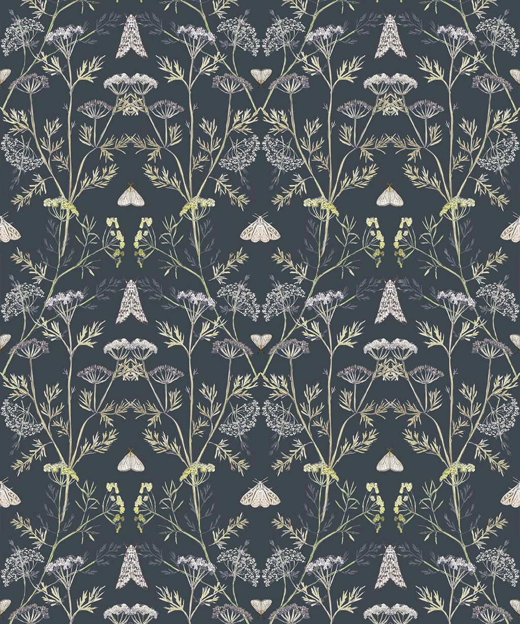 Queen Anne’s Lace Wallpaper, Charcoal
