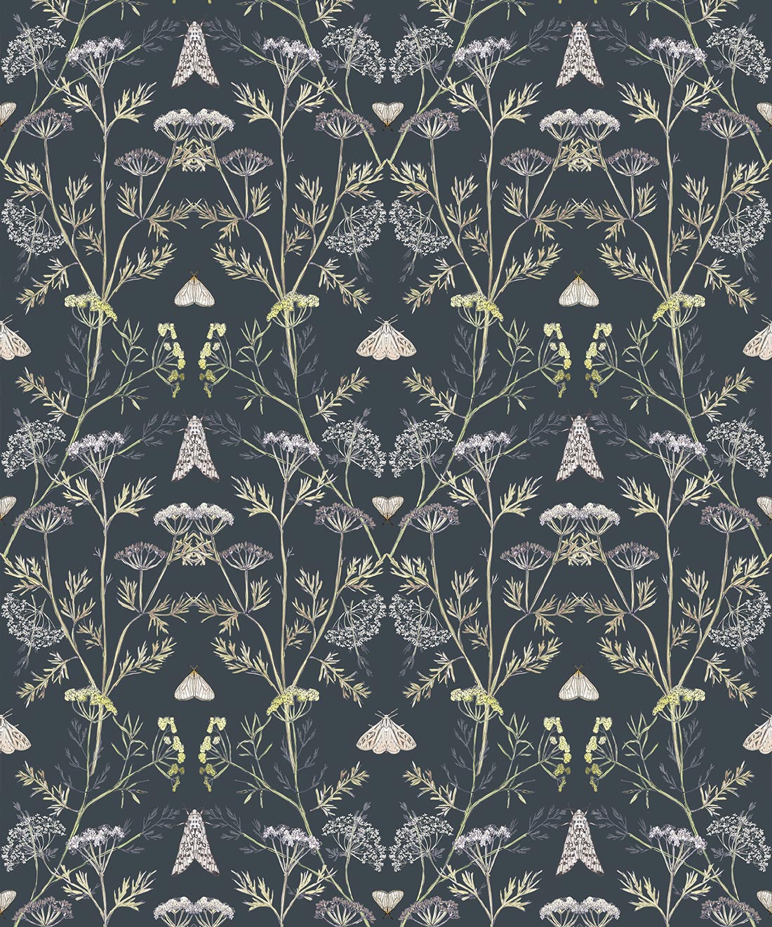 Queen Anne’s Lace Wallpaper, Charcoal