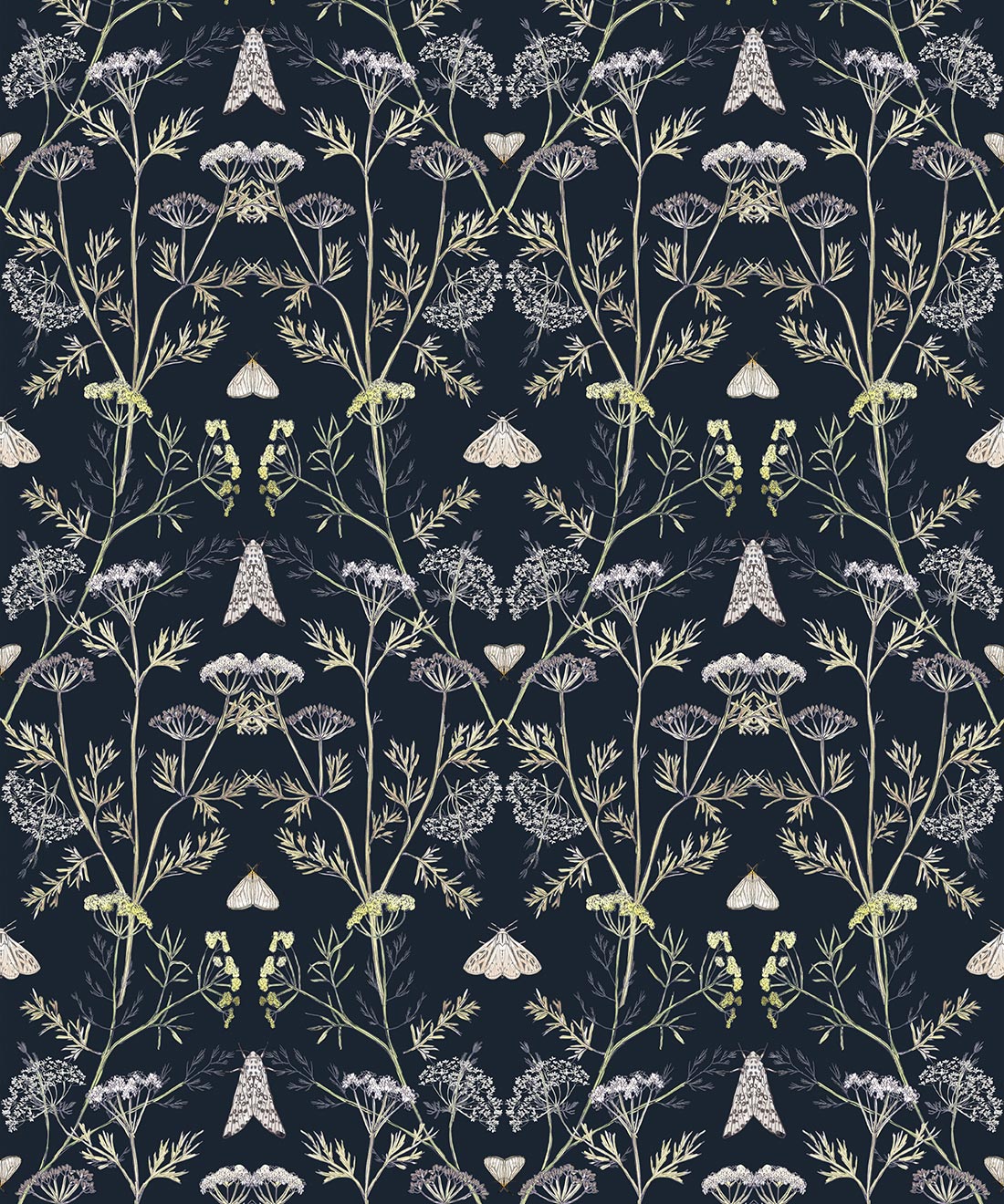 Queen Anne’s Lace Wallpaper, Navy