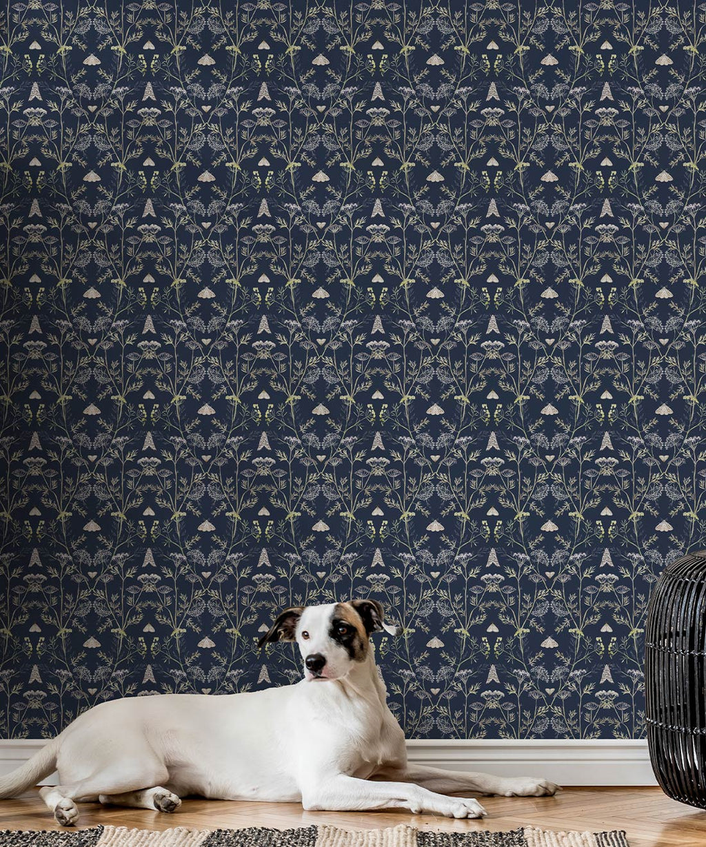 Queen Anne’s Lace Wallpaper, Sapphire