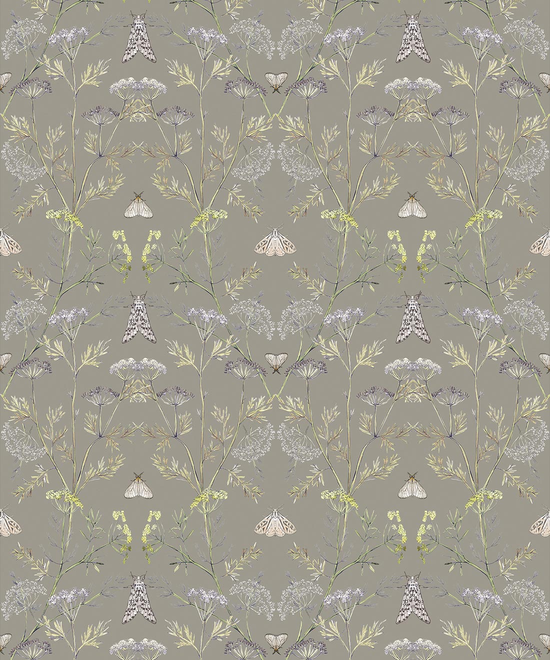 Queen Anne’s Lace Wallpaper, Sage Grey
