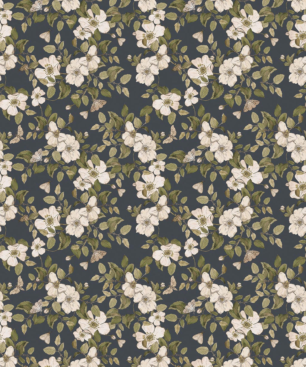 Sweet Briar Wallpaper, Charcoal