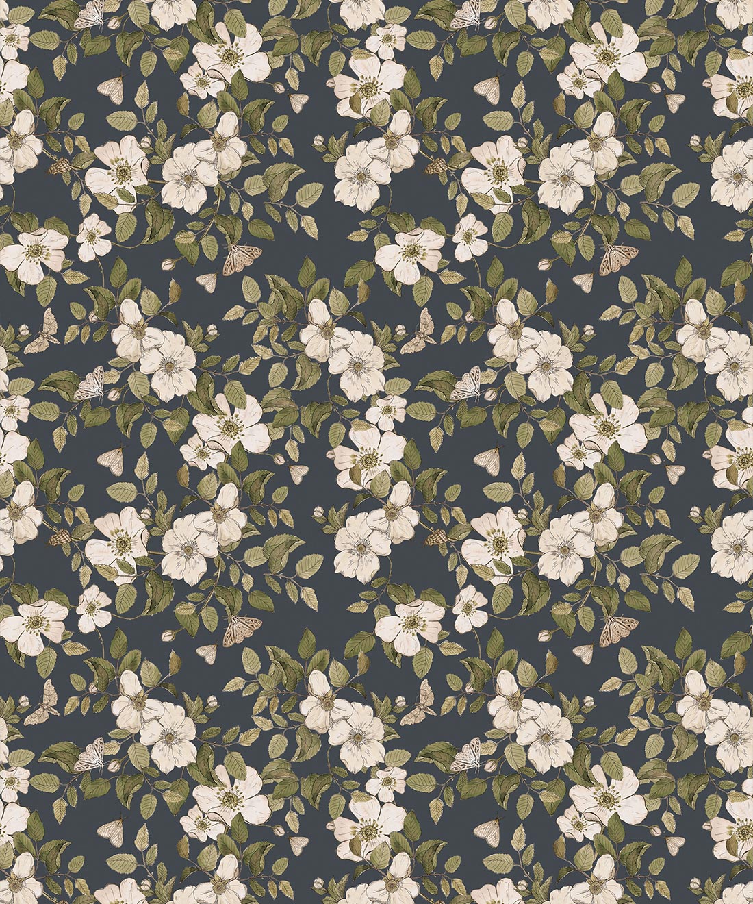 Sweet Briar Wallpaper, Charcoal