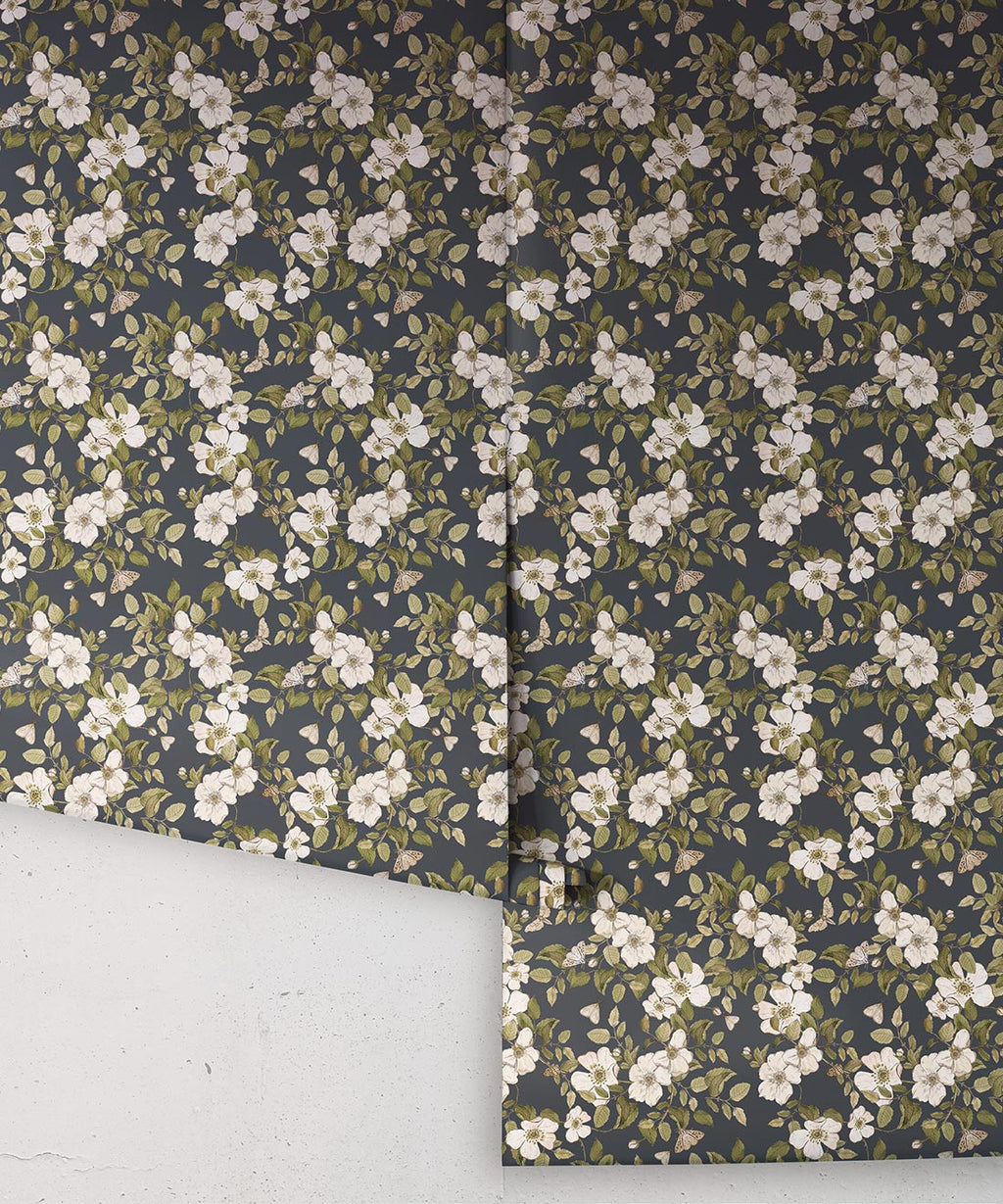 Sweet Briar Wallpaper, Charcoal