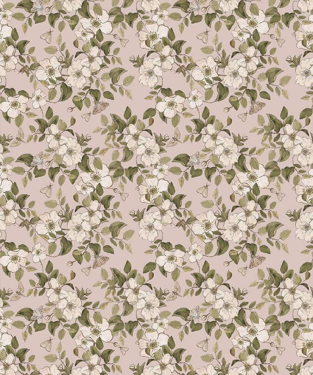 Sweet Briar Wallpaper, Dusty Pink