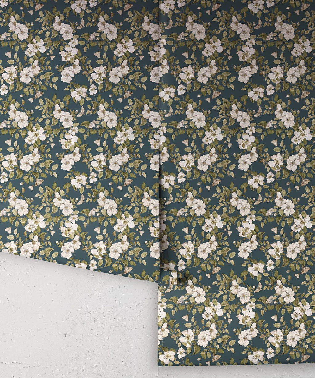 Sweet Briar Wallpaper, Emerald
