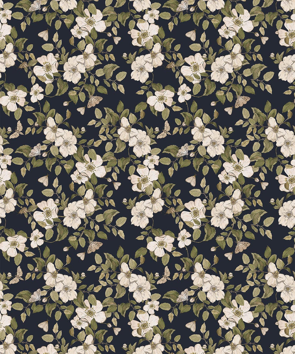Sweet Briar Wallpaper, Navy