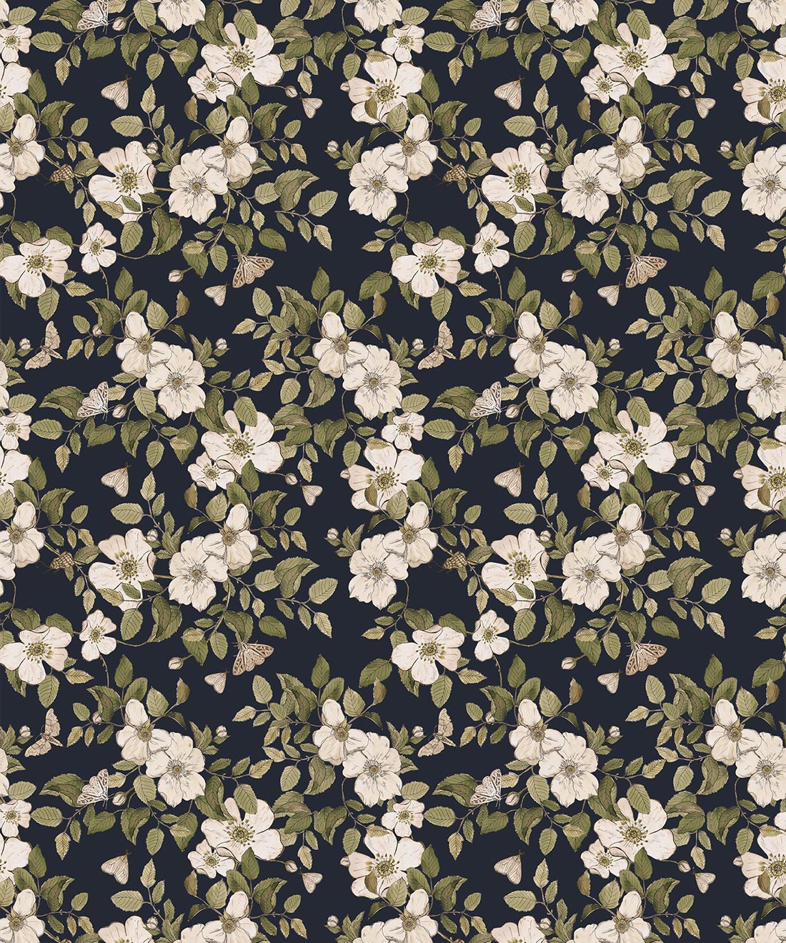 Sweet Briar Wallpaper, Navy
