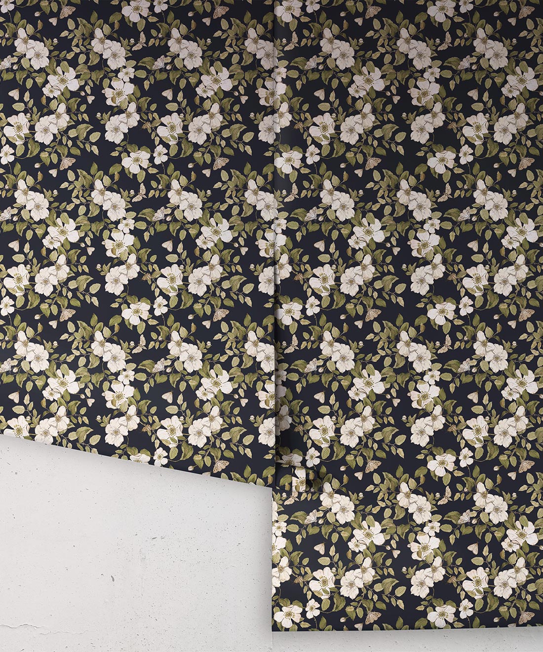 Sweet Briar Wallpaper, Navy