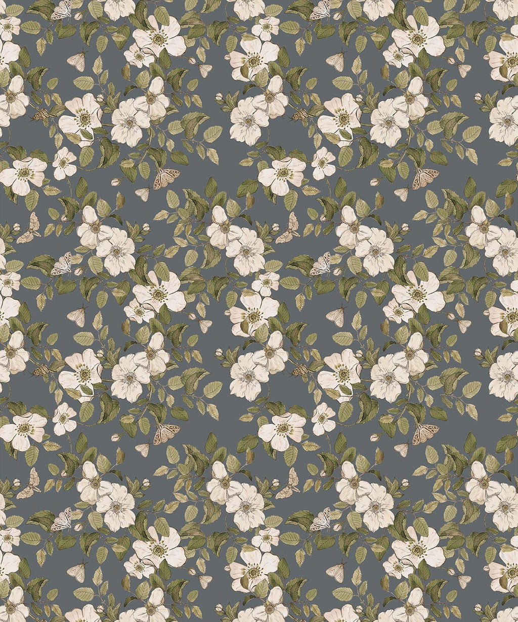 Sweet Briar Wallpaper, Slate grey