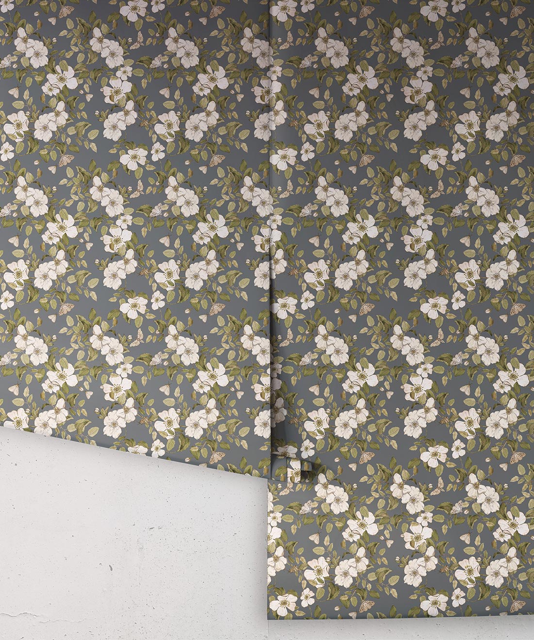 Sweet Briar Wallpaper, Slate grey