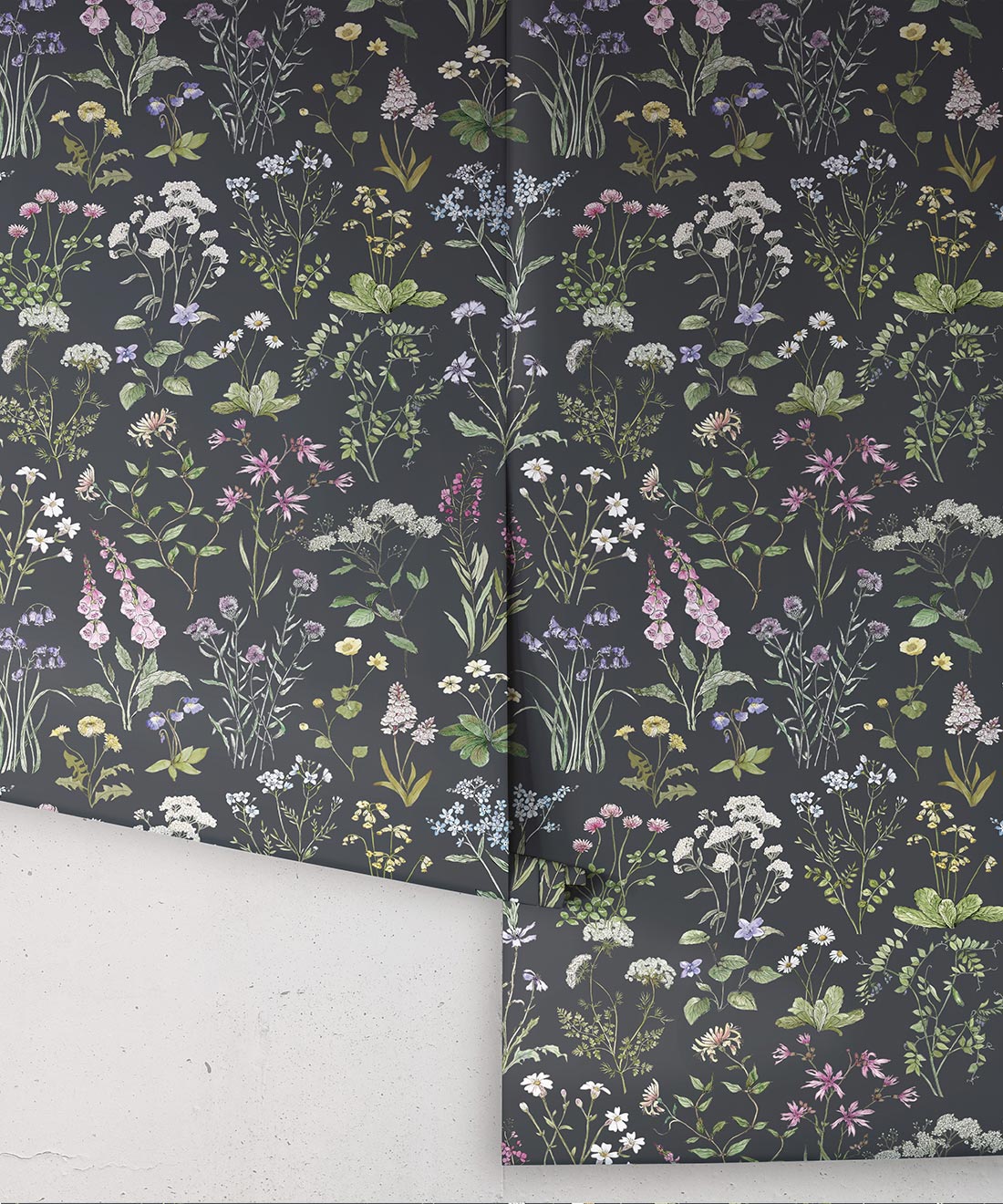 Wild Meadow Wallpaper, Charcoal