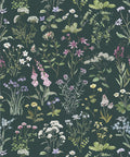 Wild Meadow Wallpaper, Dark Green