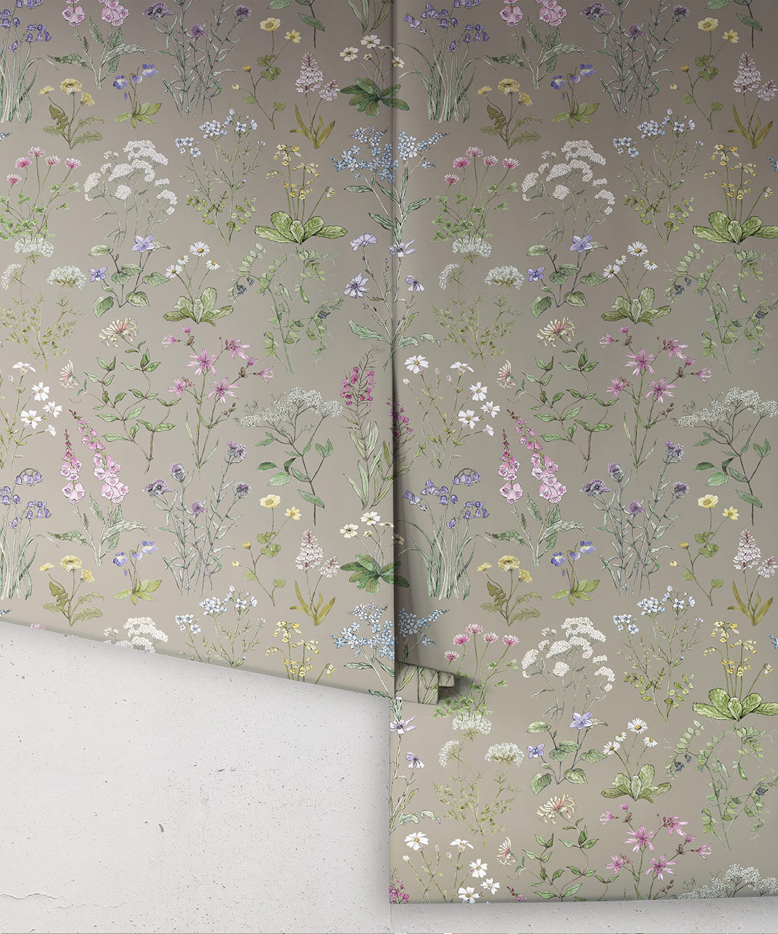 Wild Meadow Wallpaper, French Grey