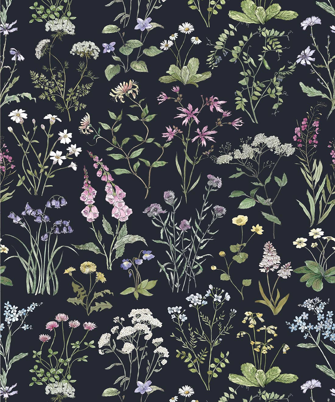 Wild Meadow Wallpaper, Navy