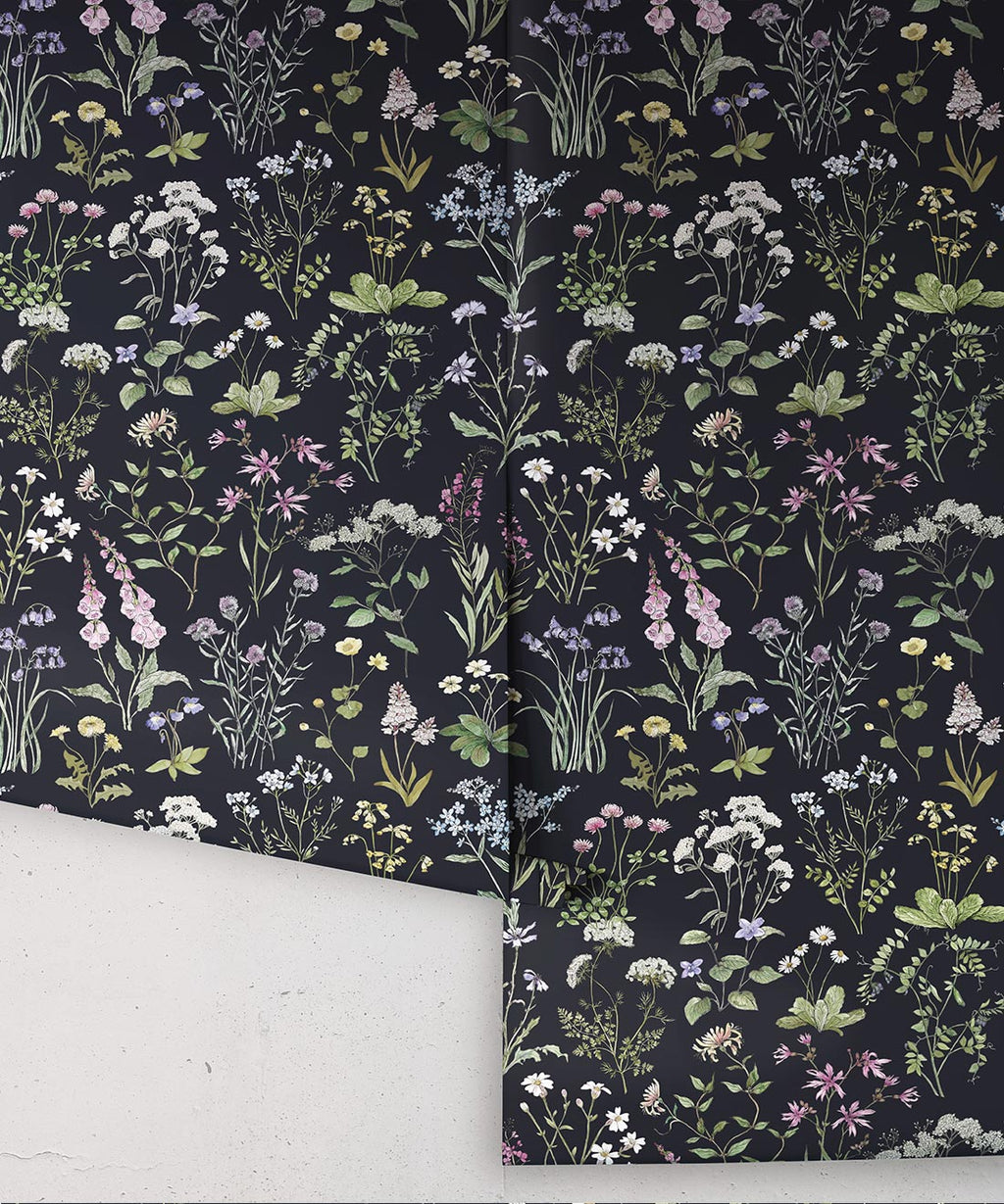 Wild Meadow Wallpaper, Navy