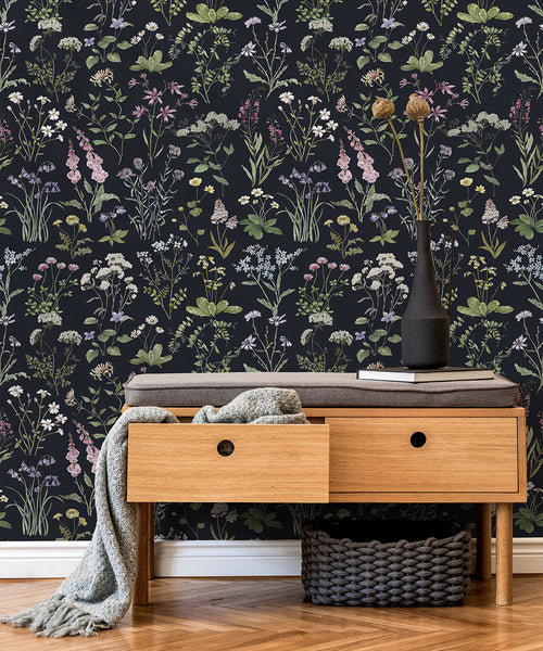 Wild Meadow Wallpaper, Navy