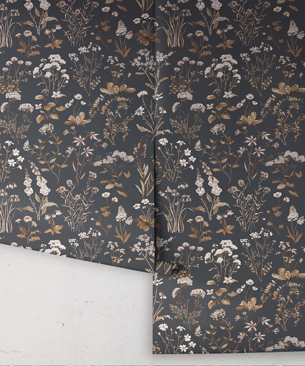 Meadows Antique Wallpaper, Charcoal