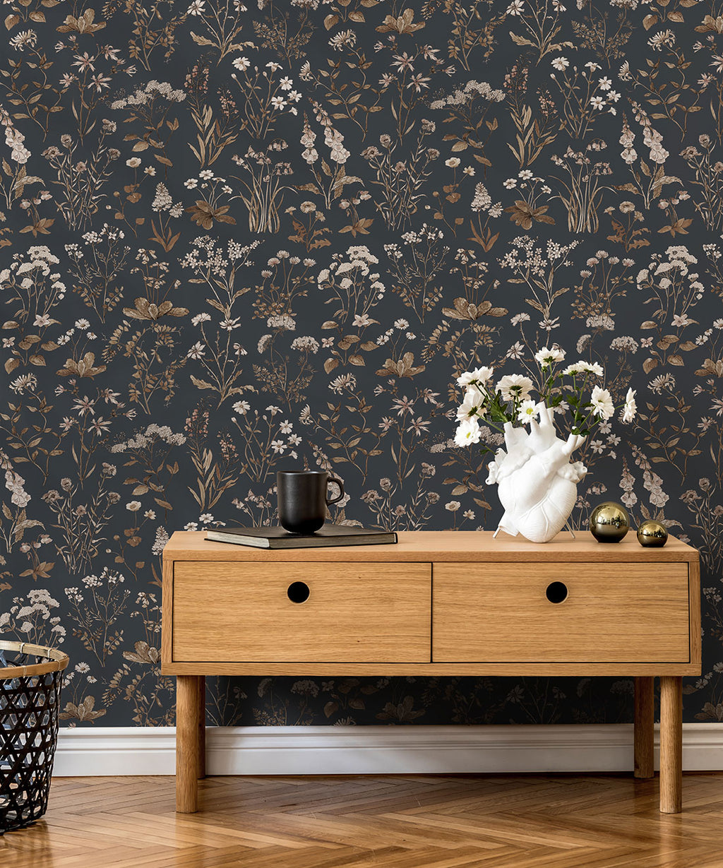 Meadows Antique Wallpaper, Charcoal