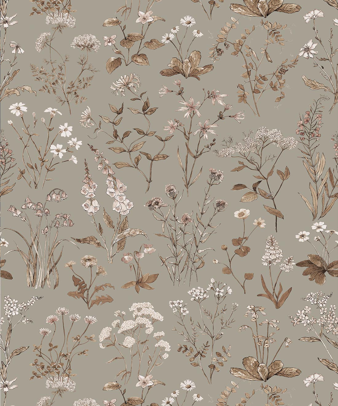 Meadows Antique Wallpaper, French Grey