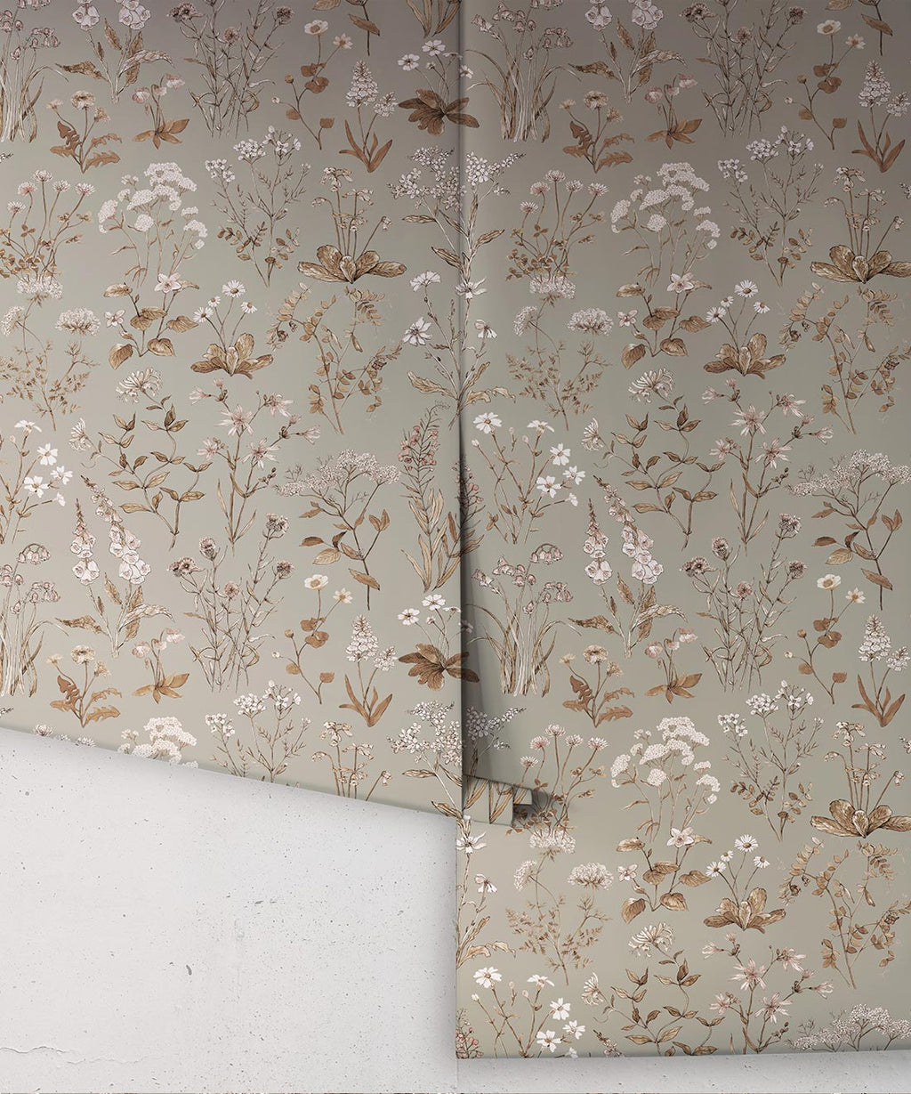 Meadows Antique Wallpaper, French Grey