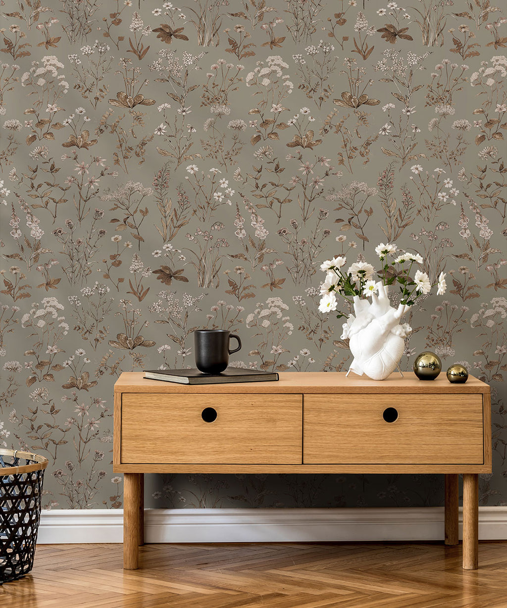 Meadows Antique Wallpaper, French Grey