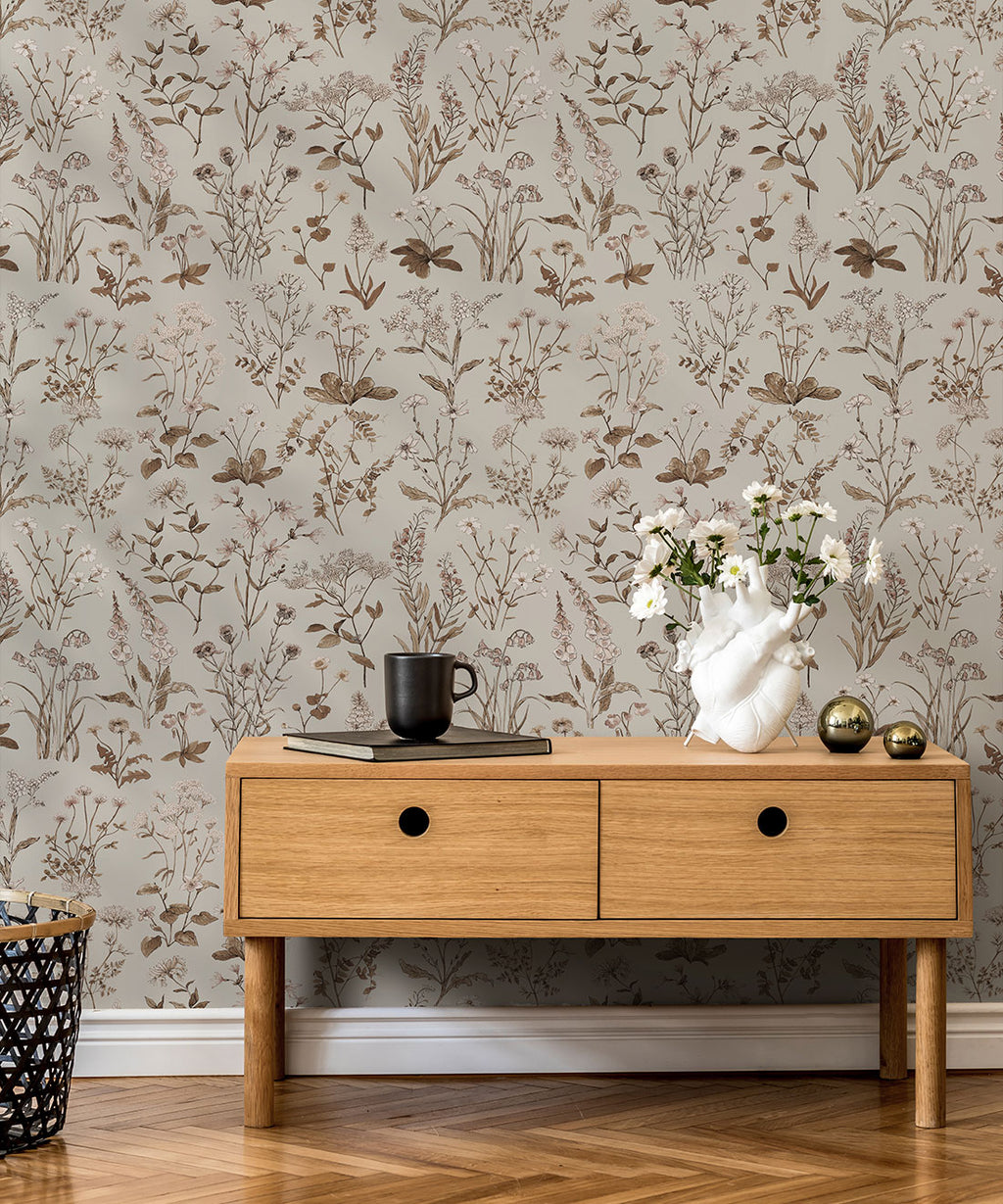 Meadows Antique Wallpaper, Stone