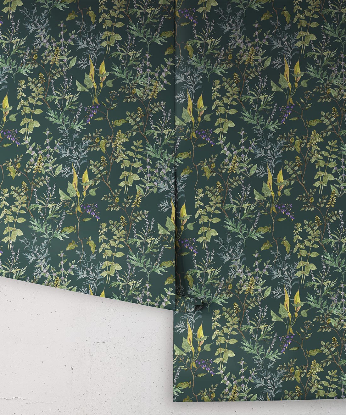 Woodland Floral Wallpaper, Green