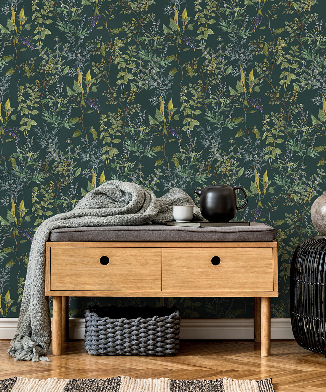 Woodland Floral Wallpaper, Green