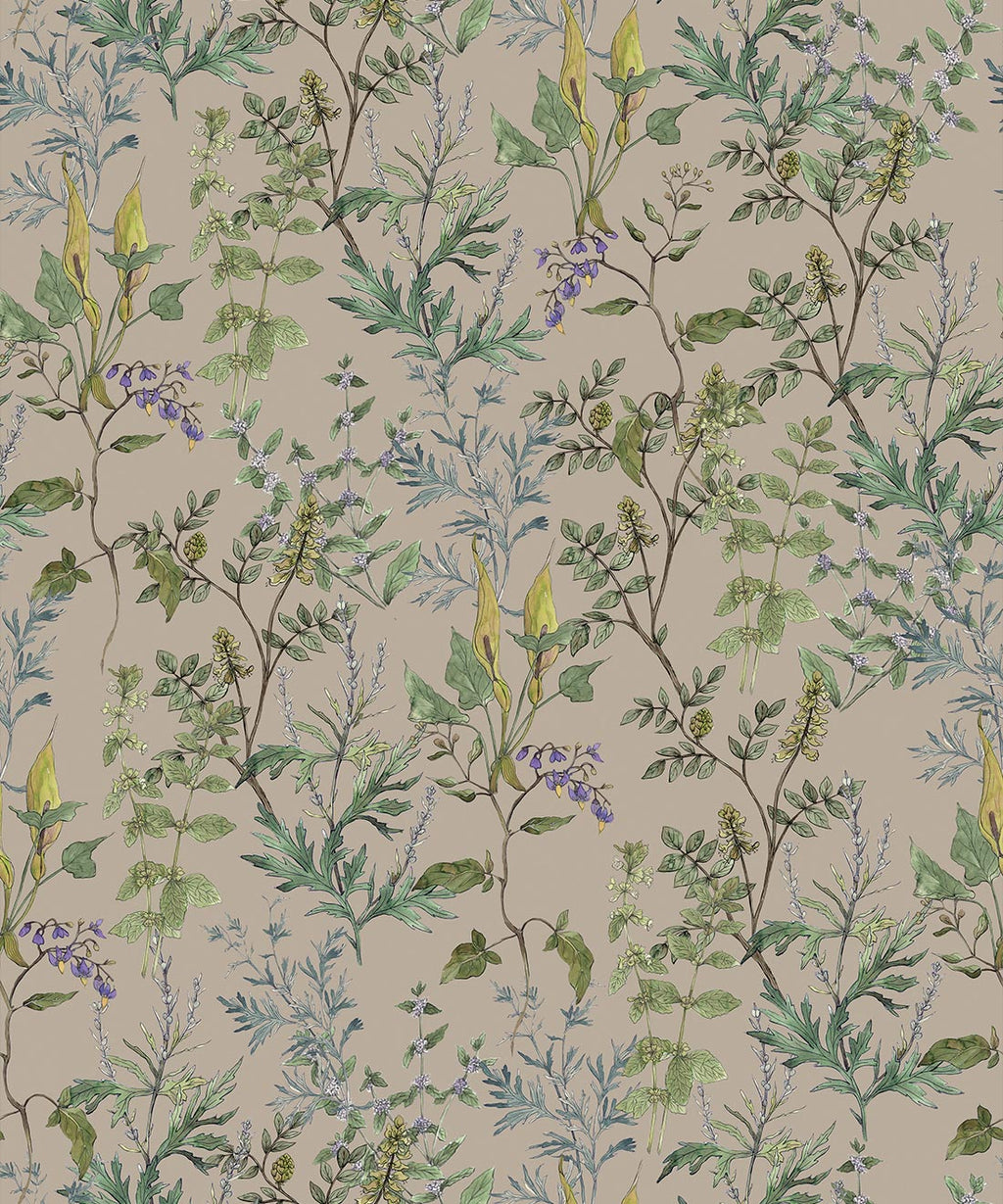Woodland Floral Wallpaper, Linen