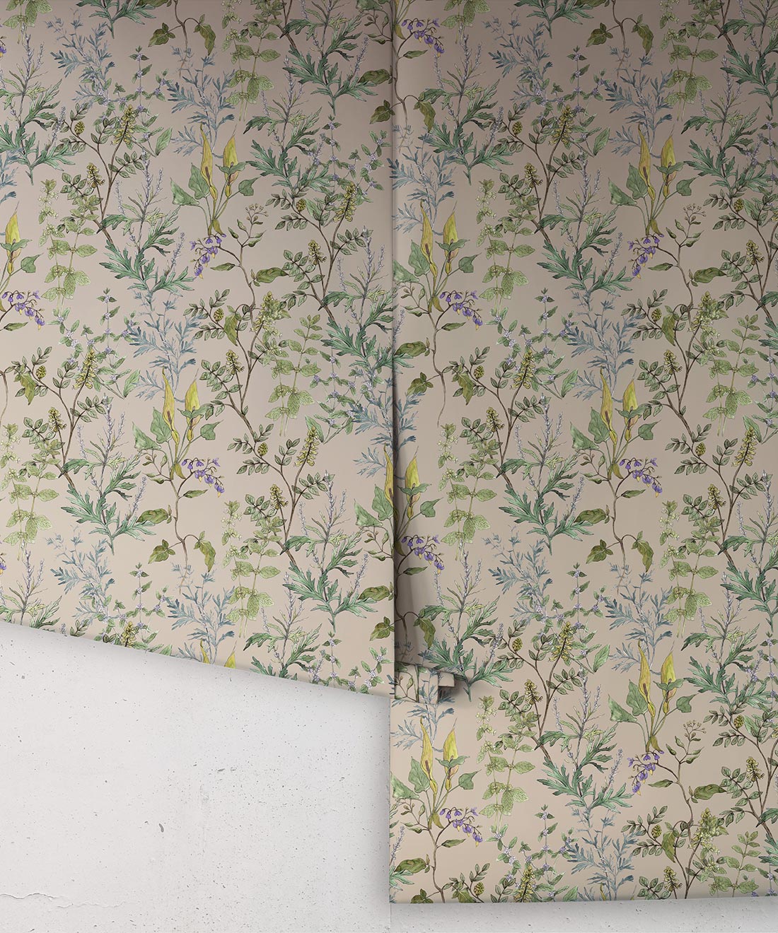 Woodland Floral Wallpaper, Linen